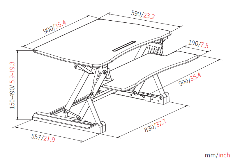 Dual handle Economic Manual Sit Stand Desk Converter VM-GLD07-M