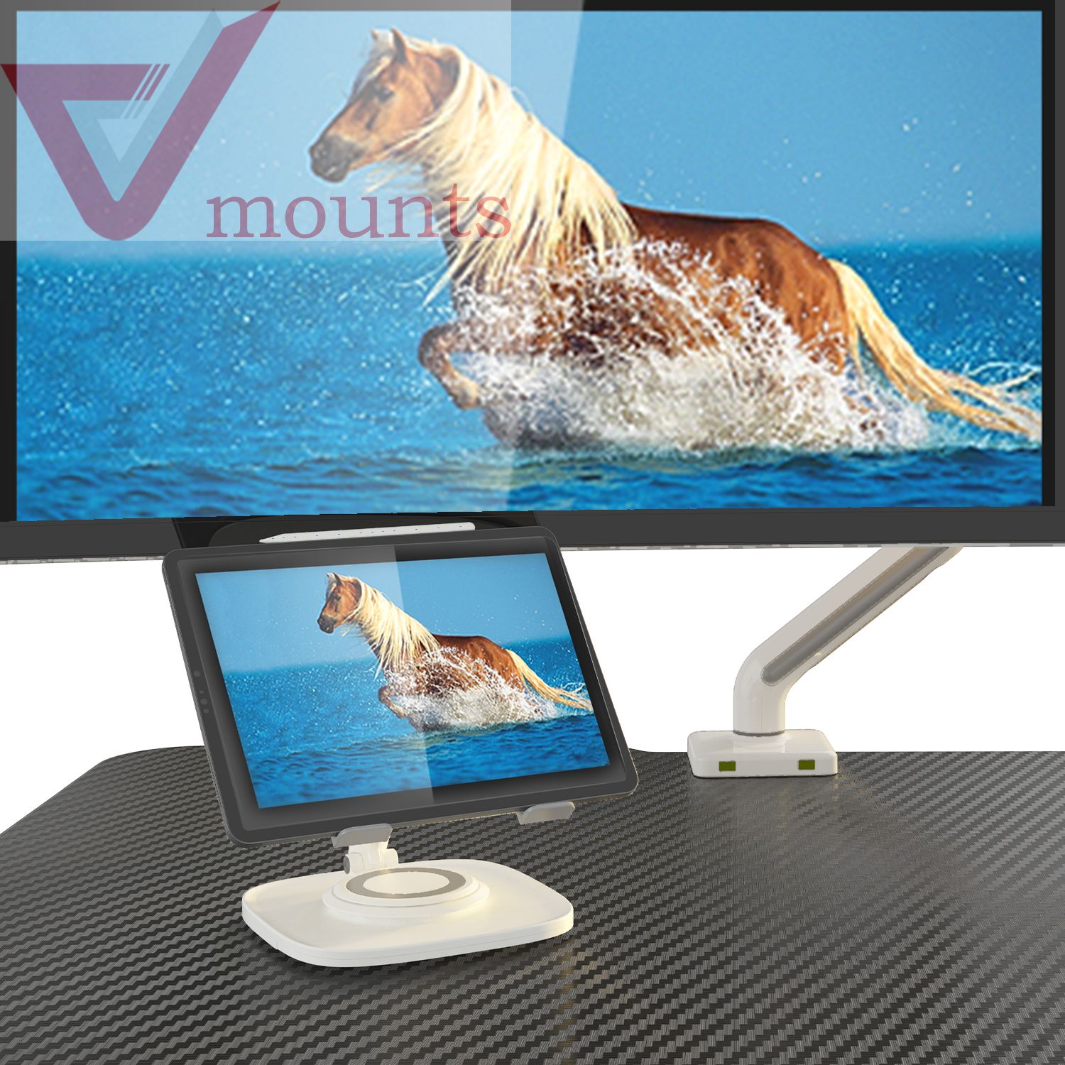 V-mounts ErgoFusion Stabilized + heightened + fast thermal conductivity Laptop Mount VM-LHA9