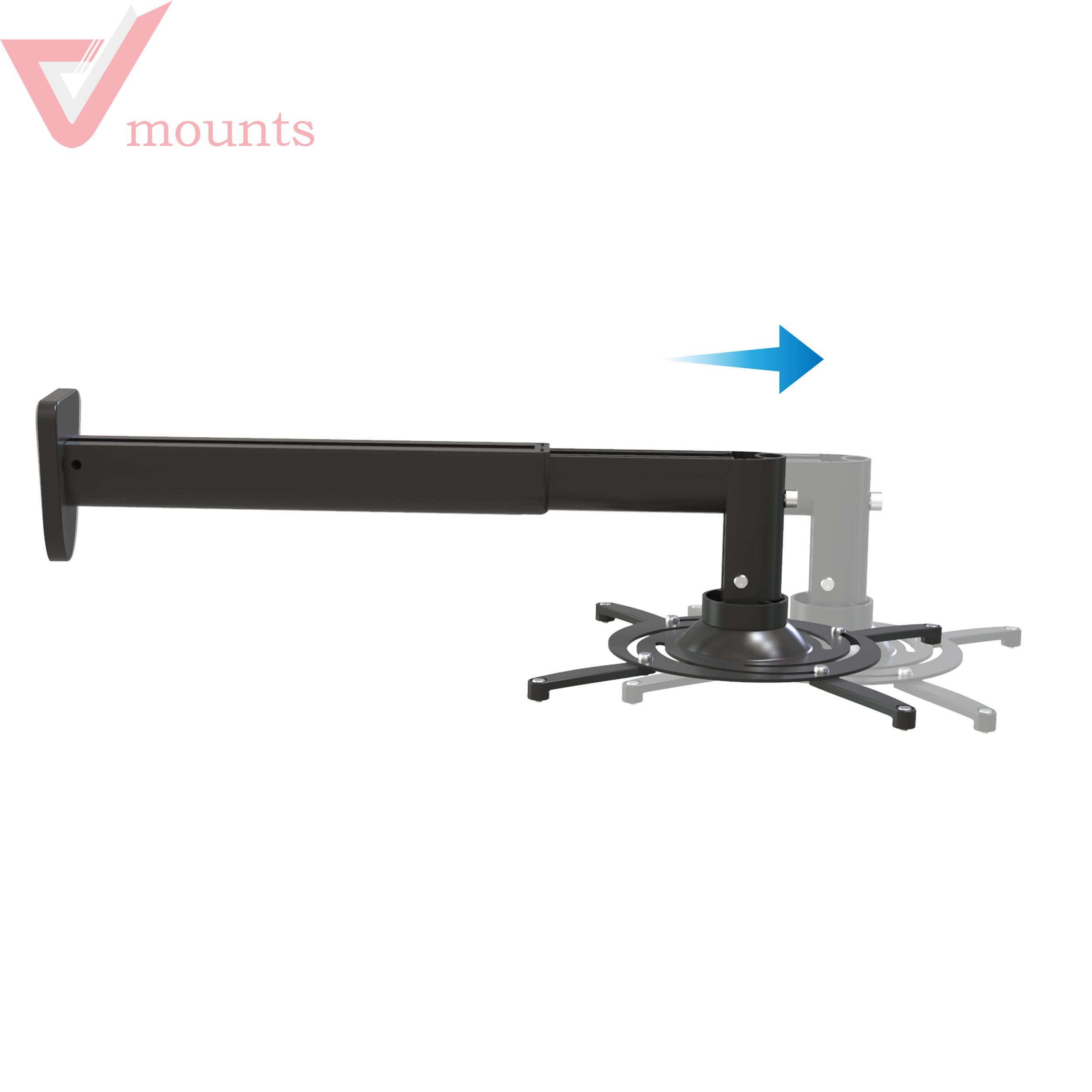 Retractable projector wall mount arm VM-PR05BL