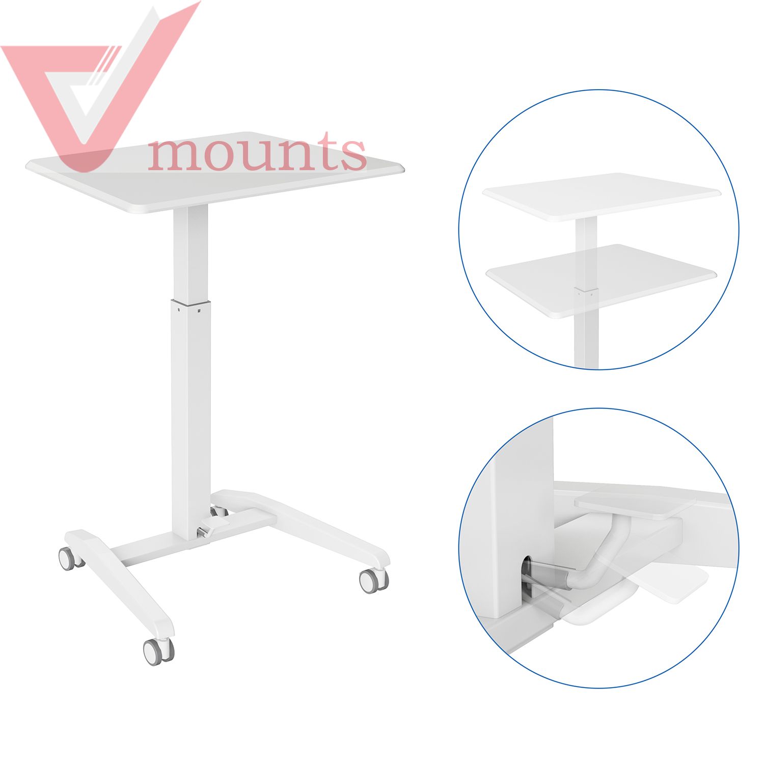 V-mounts SpaceErgo Mobile Manual Height Adjustable Office Desk VM-FDS115A
