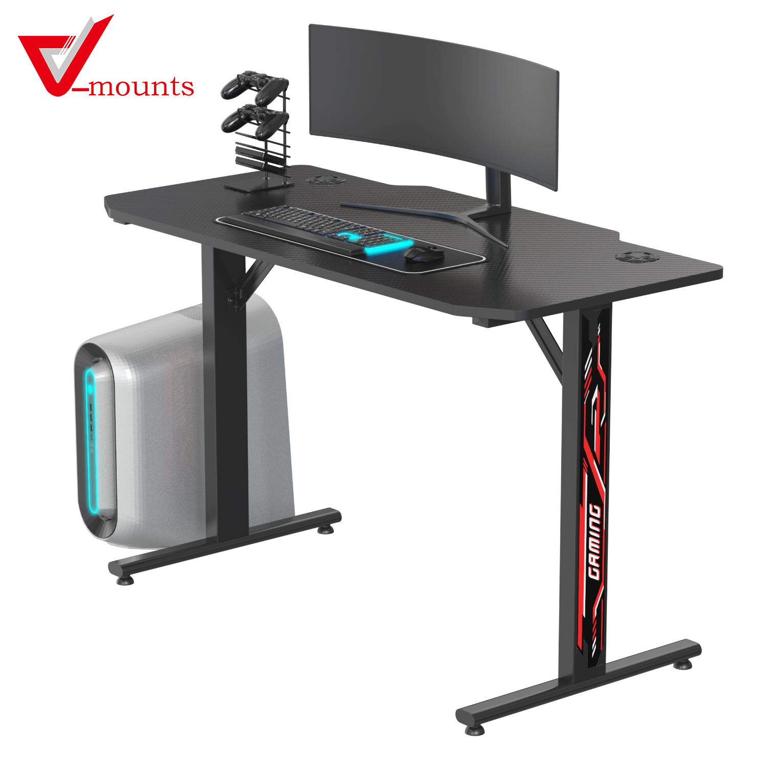 V-mounts SpaceErgo T Shaped Gaming Desk VM-GT03