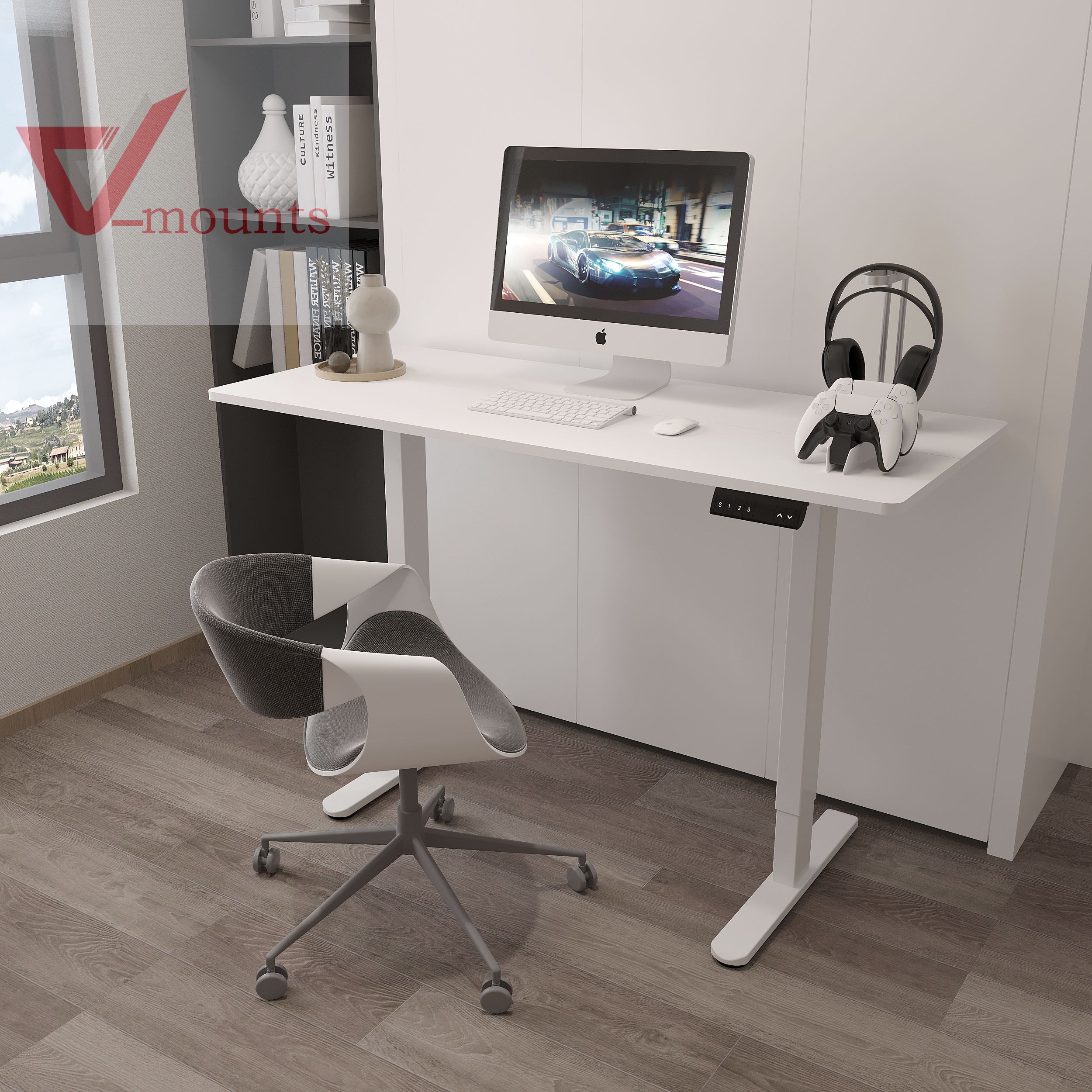 V-mounts Office Home Use Dual Motor Electric Height Adjustable Desk VM-JSD2-02-2P