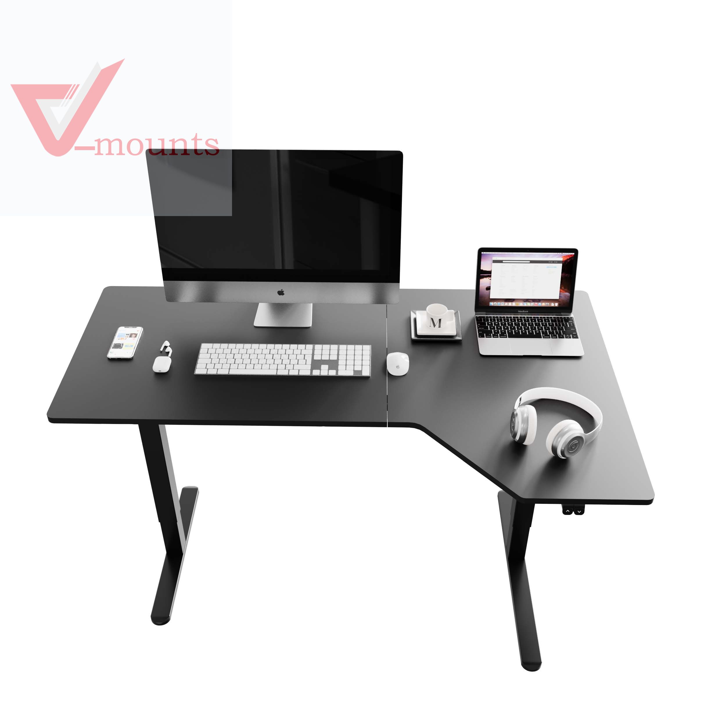 V-mounts ErgoFusion L Shape Single Motor Electric Height Adjustable Office Desk VM-JSD5-02-L1