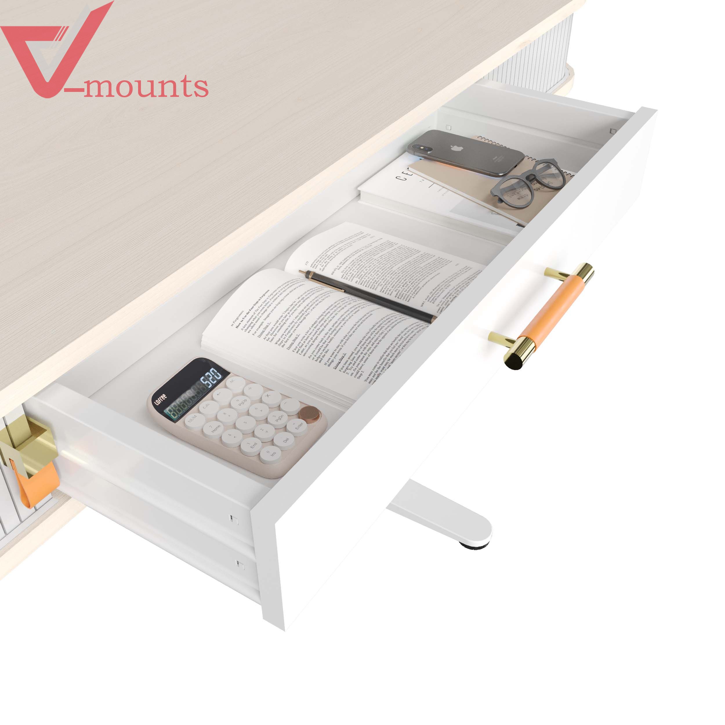 V-mounts Electric Height Adjustable Desk With Invisible Drawer VM-JSD5-03-P