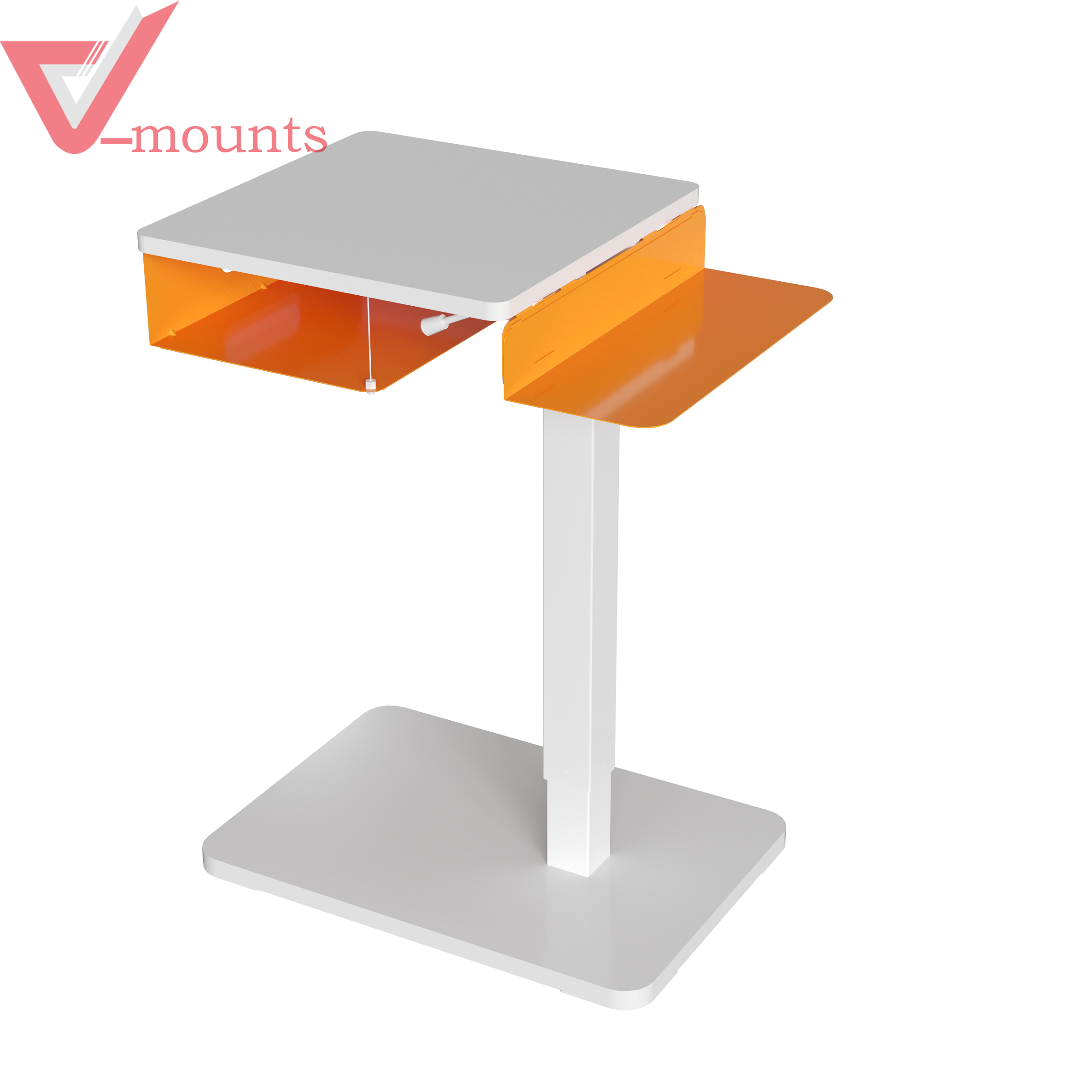 V-mounts ErgoFusion Hidden Caster Movable Height Adjustable Desk With Detachable Storage Drawer VM-FDS001