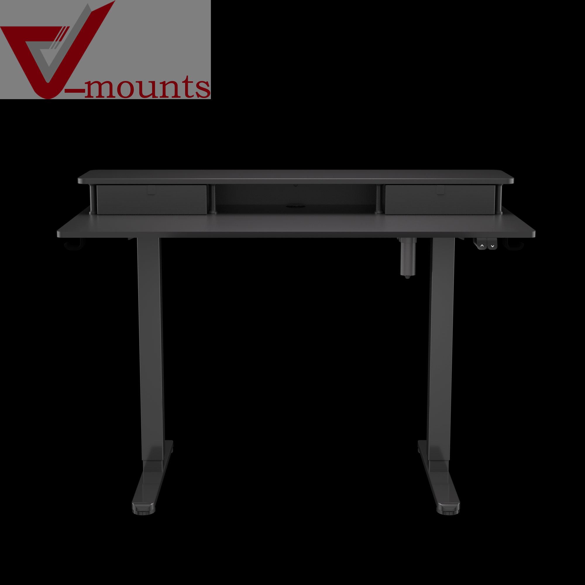 V-mounts Double Drawer Single Motor Electric Height Adjustable Standing Desk JSD5-01-2P-S