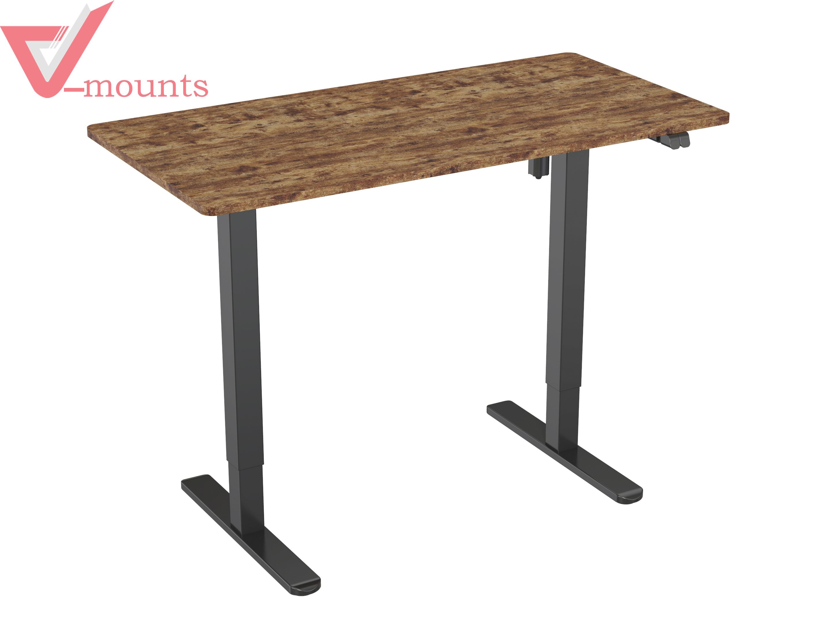V-mounts Electric Single Motor Height Adjustable Standing Desks With 2 Spliced Boards And Square Legs VM-JSD5-01-2P