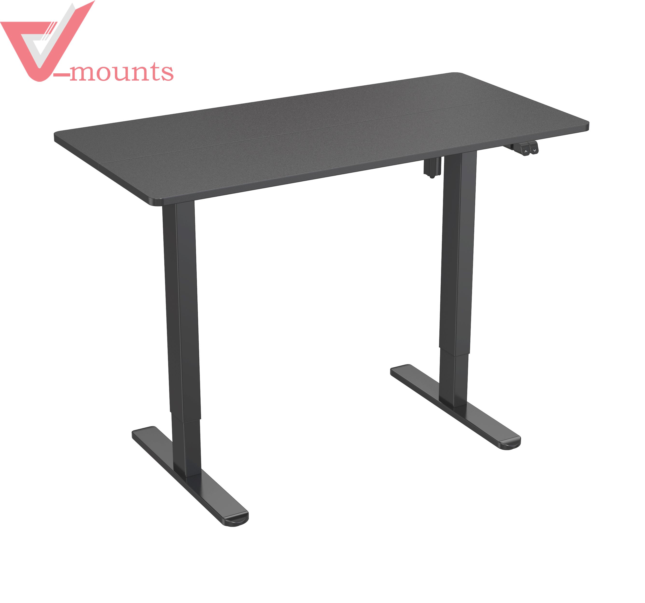V-mounts Electric Single Motor Height Adjustable Standing Desks With 2 Spliced Boards And Rectangular Legs VM-JSD5-02-2P