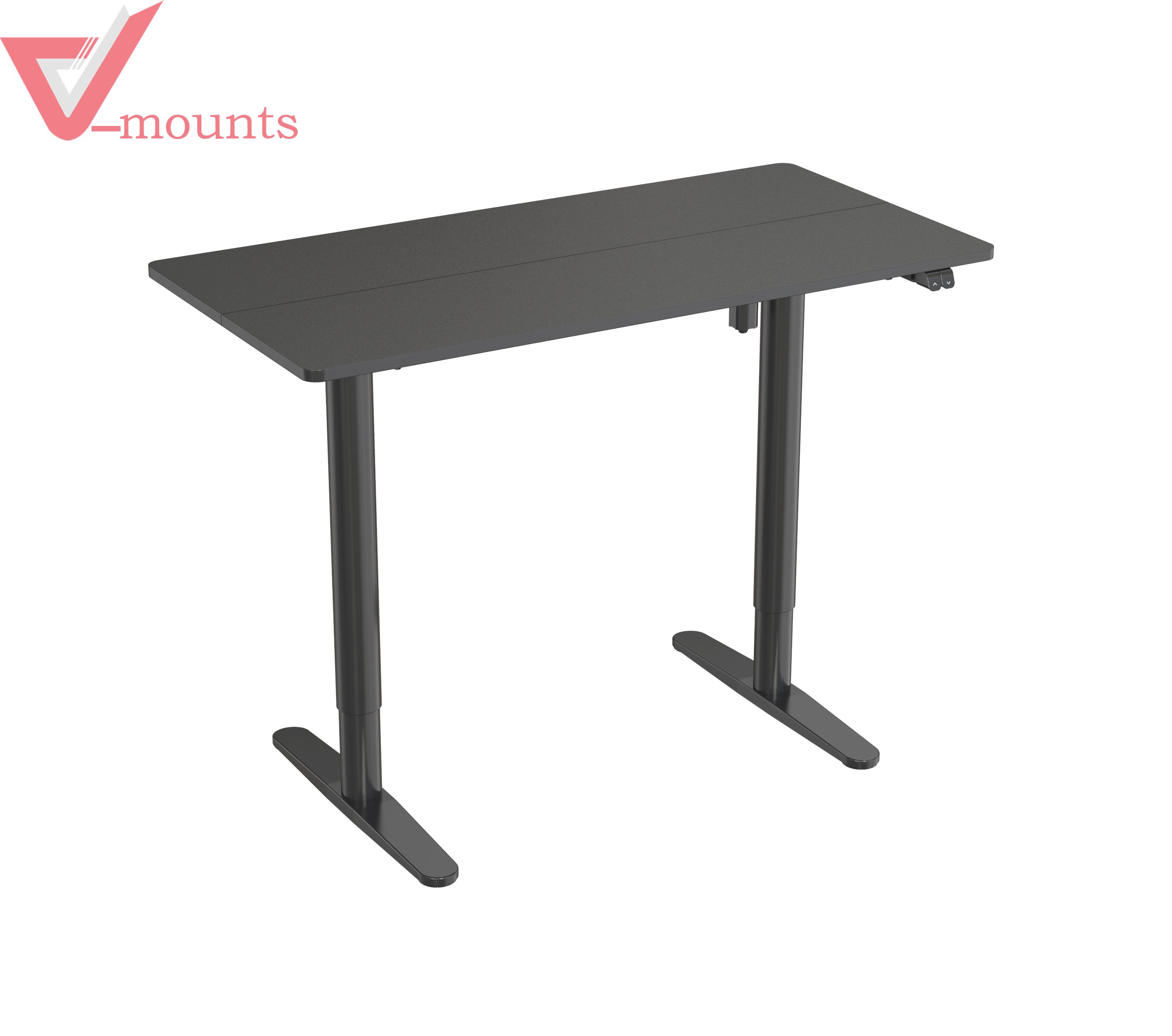 V-mounts Electric Single Motor Height Adjustable Standing Desks With 2 Spliced Boards And Round Legs VM-JSD5-03-2P