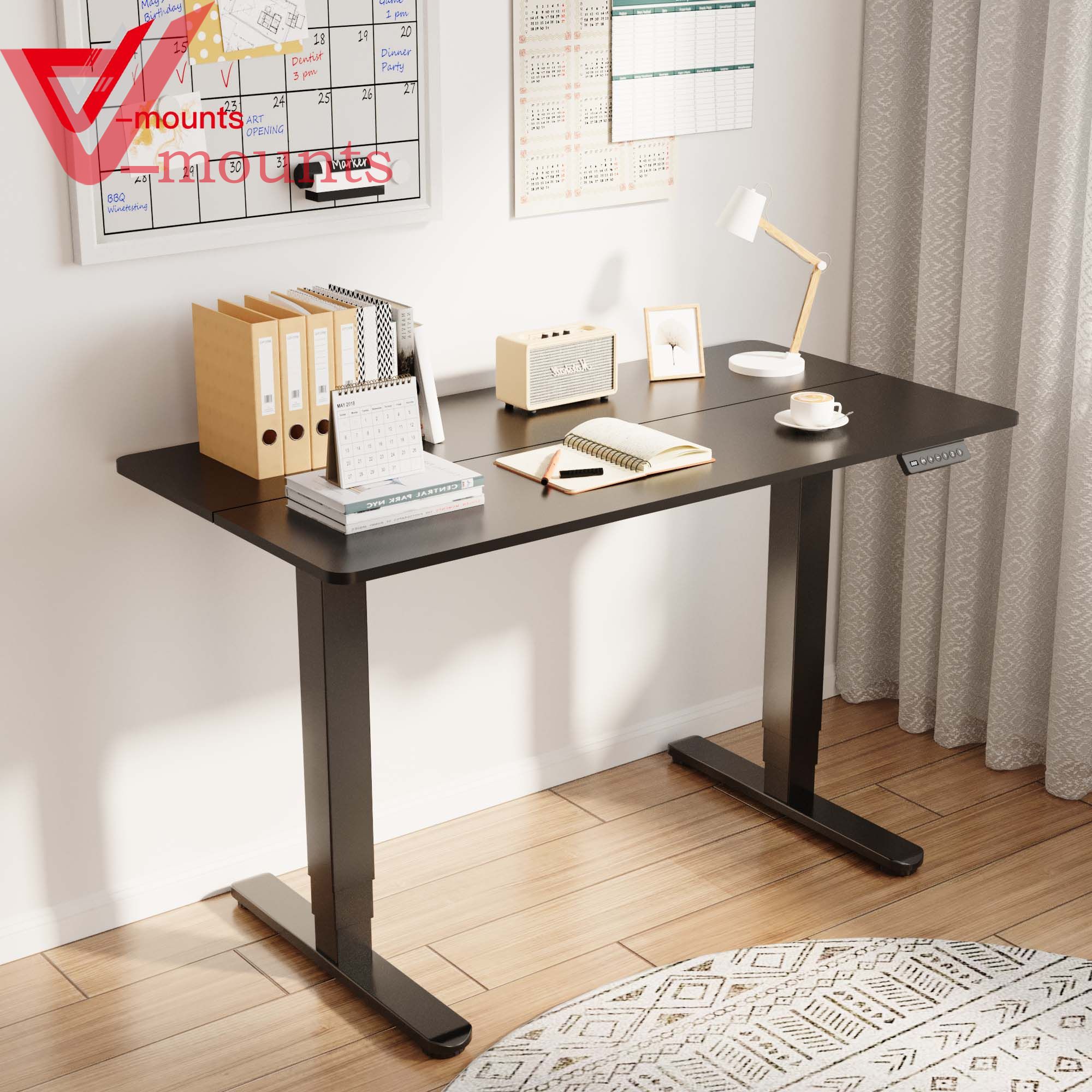 V-mounts ErgoSpot Electric Dual Motor Height Adjustable Standing Desk With 2 Splicing Boards,3 Square Stage Legs VM-JSD2-01-D-2P
