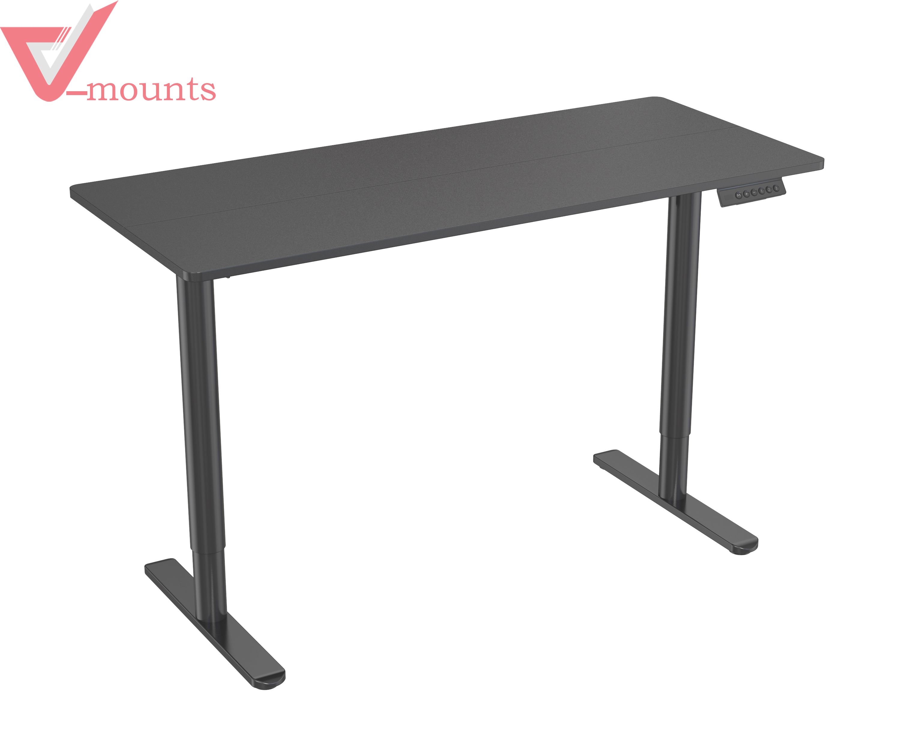 V-mounts Electric Dual Motor Height Adjustable Standing Desks With 2 Splicing Boards And Round Legs VM-JSD2-03-2P
