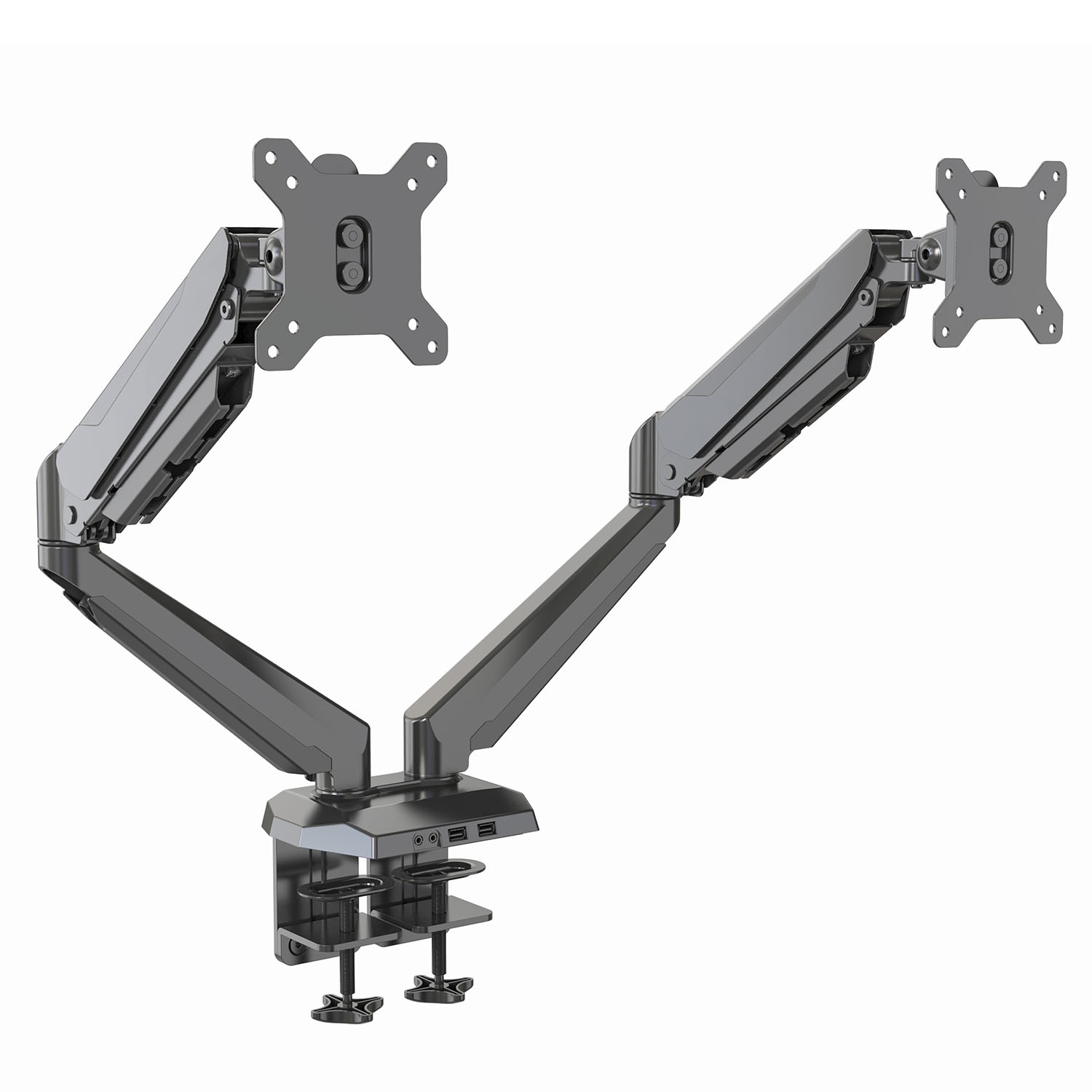 V-mounts ErgoFusion Dual Gas Spring Monitor Mount with USB and audio ports VM-GM224U