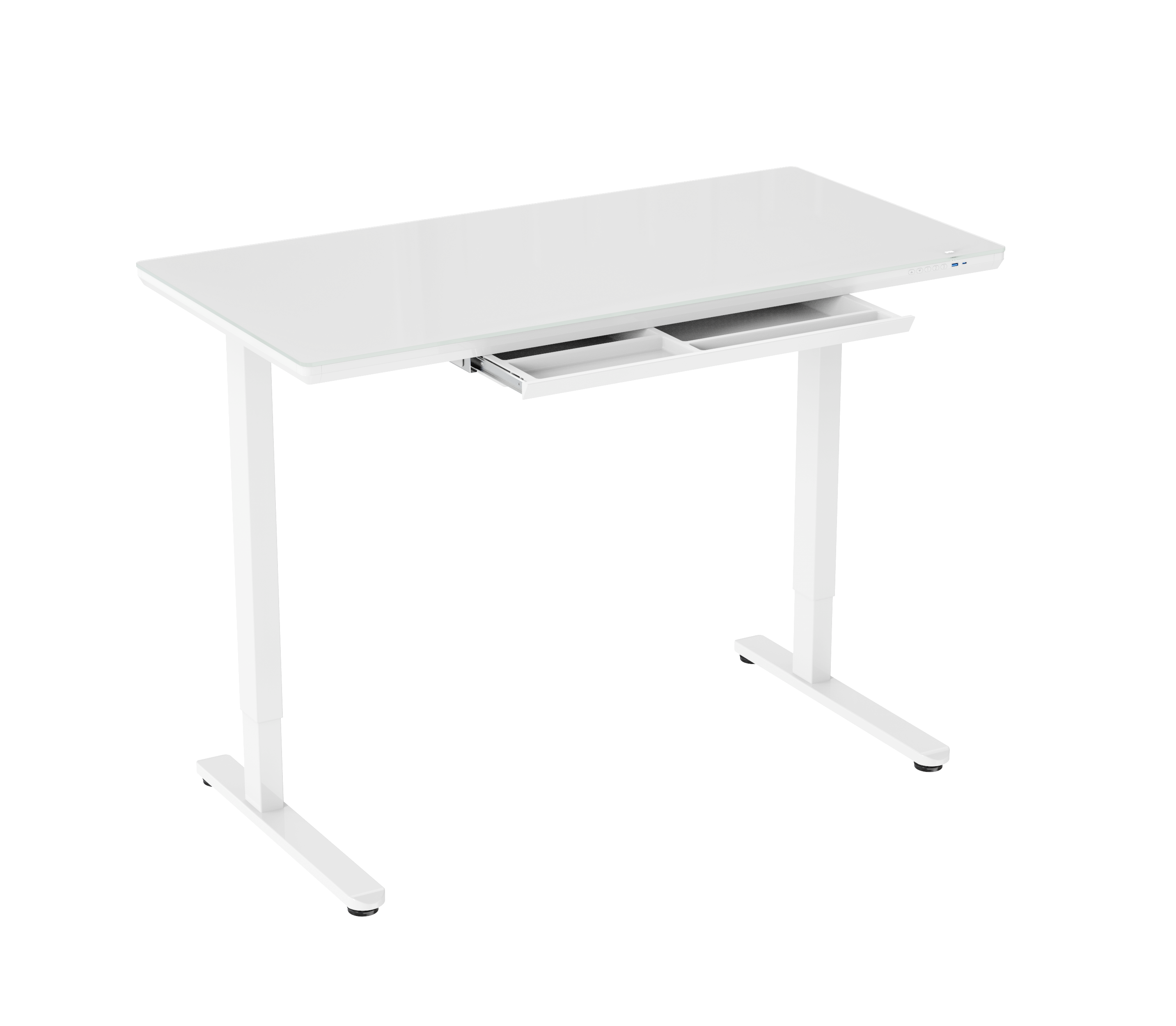 V-mounts Tempered Glass Ergonomic Sit-Stand Desk with Anti-collision Function JSD5-01-G6
