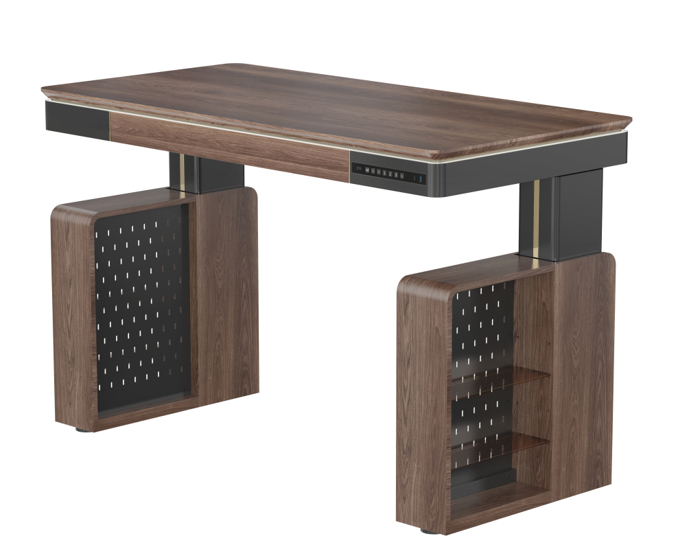 V-mounts Wooden Electric Height Adjustable Desk with Storage Leg JSD2-02-M2