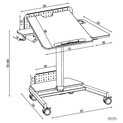 V-mounts Ergofusion movable laptop desk VM-FA105