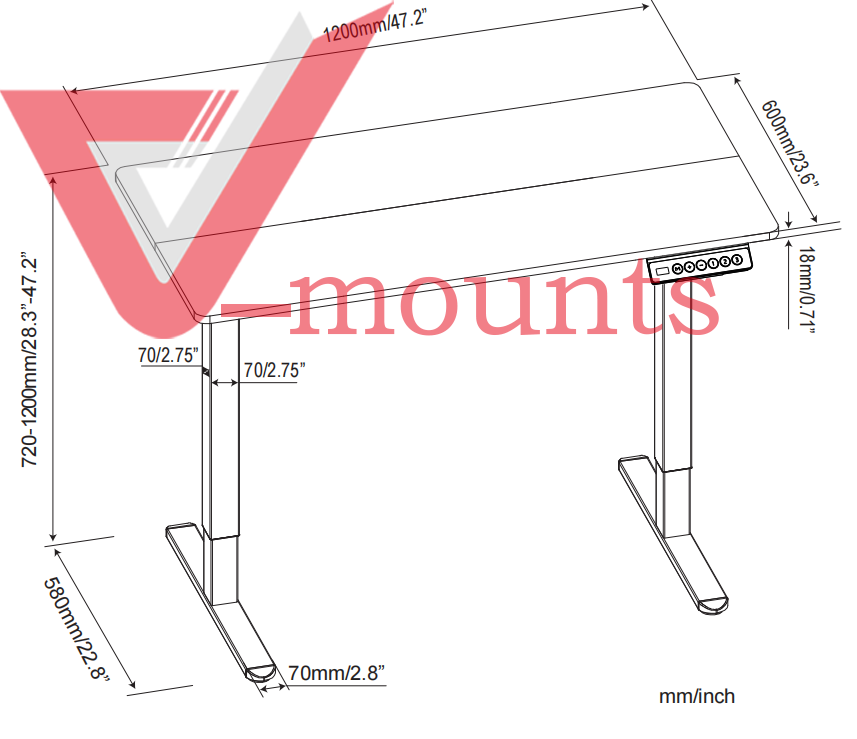 V-mounts Electric Dual Motor Height Adjustable Standing Desks With 2 Splicing Boards And Square Legs VM-JSD2-01-2P